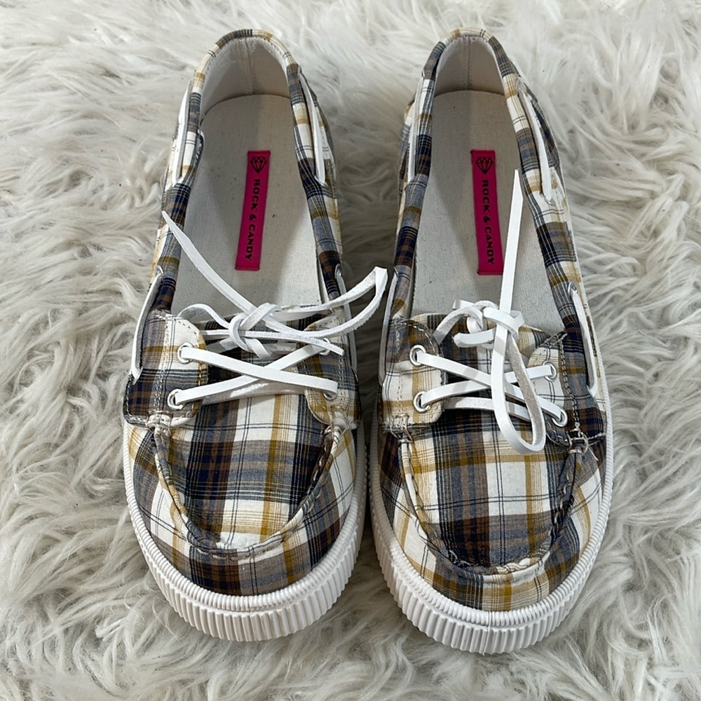 ROCK & CANDY Duffy Plaid Boat Shoes Loafers Size 10